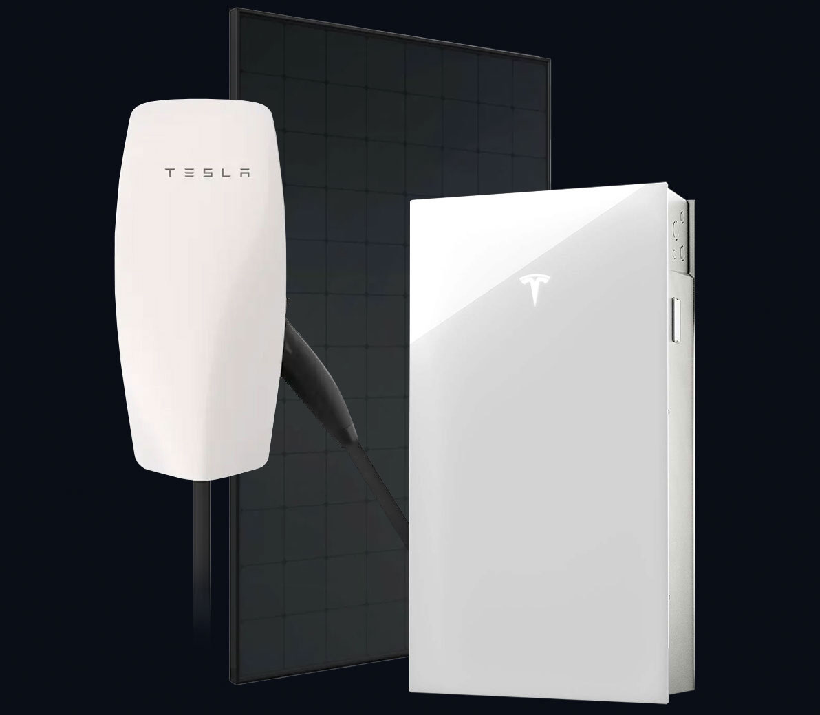 Tesla solar panel, battery and wall charger