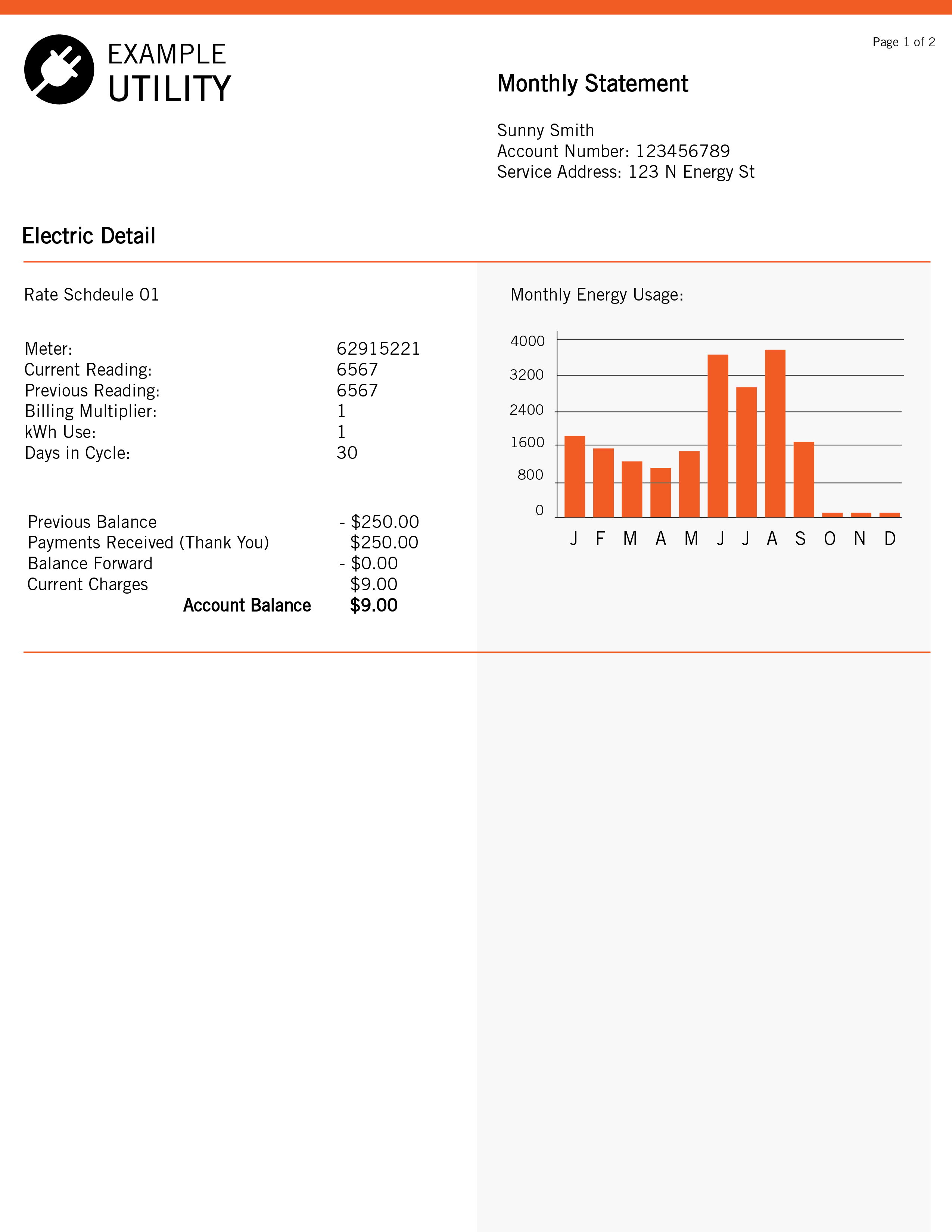 Sample electric bill