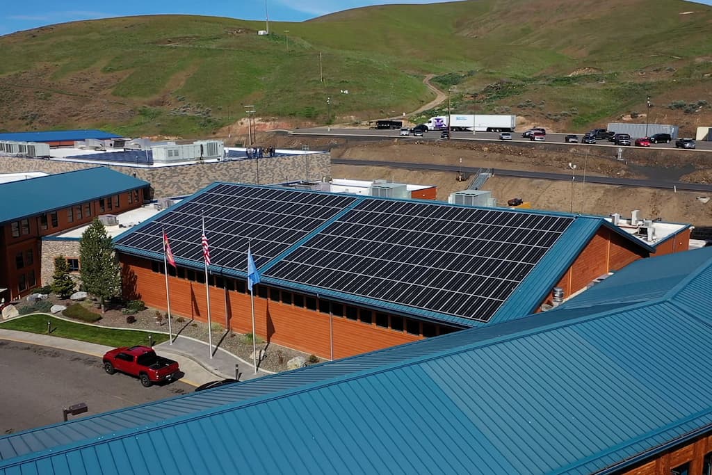 roof top solar panels on event center